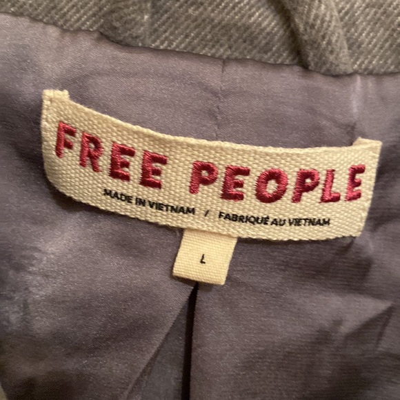 Free People Hannah oversized pea coat grey size large nwot - Picture 4 of 15